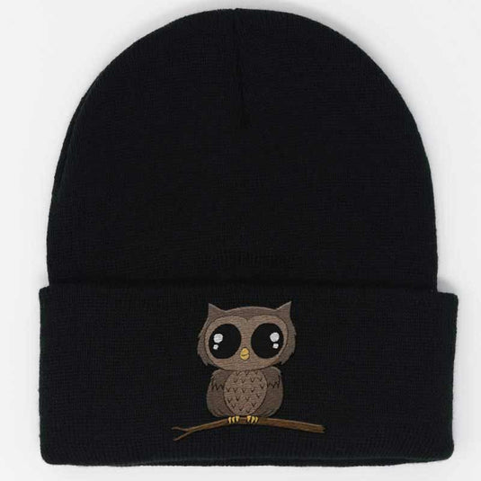 embroidered baby owl beanie