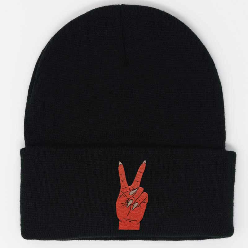 Load image into Gallery viewer, demon hands doing the peace sign beanie
