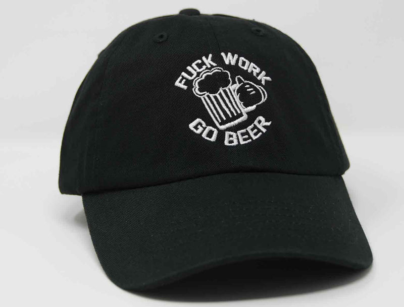 Load image into Gallery viewer, side view fuck work go beer dad hat
