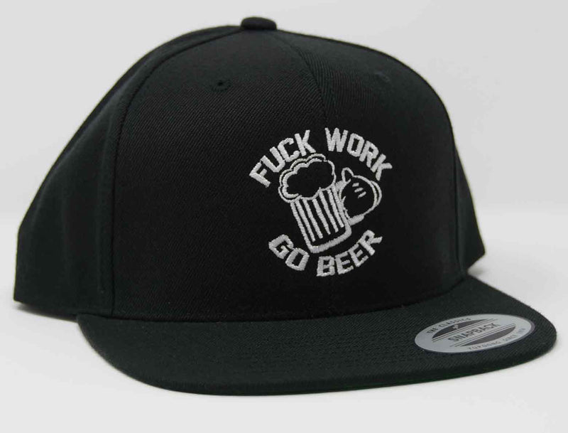 Load image into Gallery viewer, side view fuck work go beer snapback
