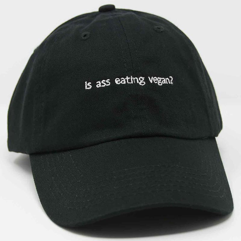 Load image into Gallery viewer, side view of is ass eating vegan hat
