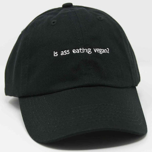side view of is ass eating vegan hat
