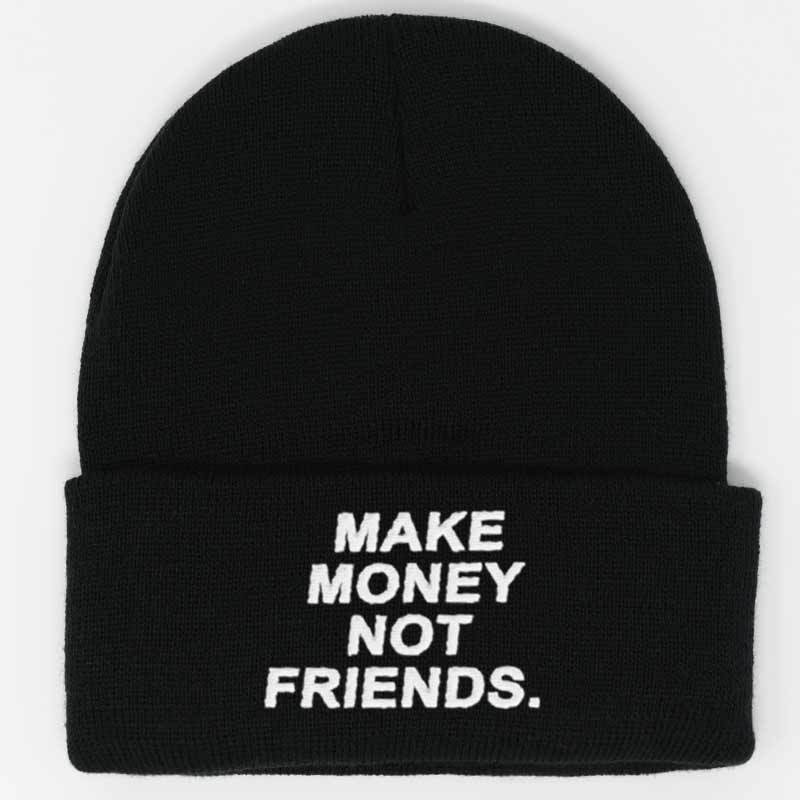 Load image into Gallery viewer, make money not friends embroidered beanie
