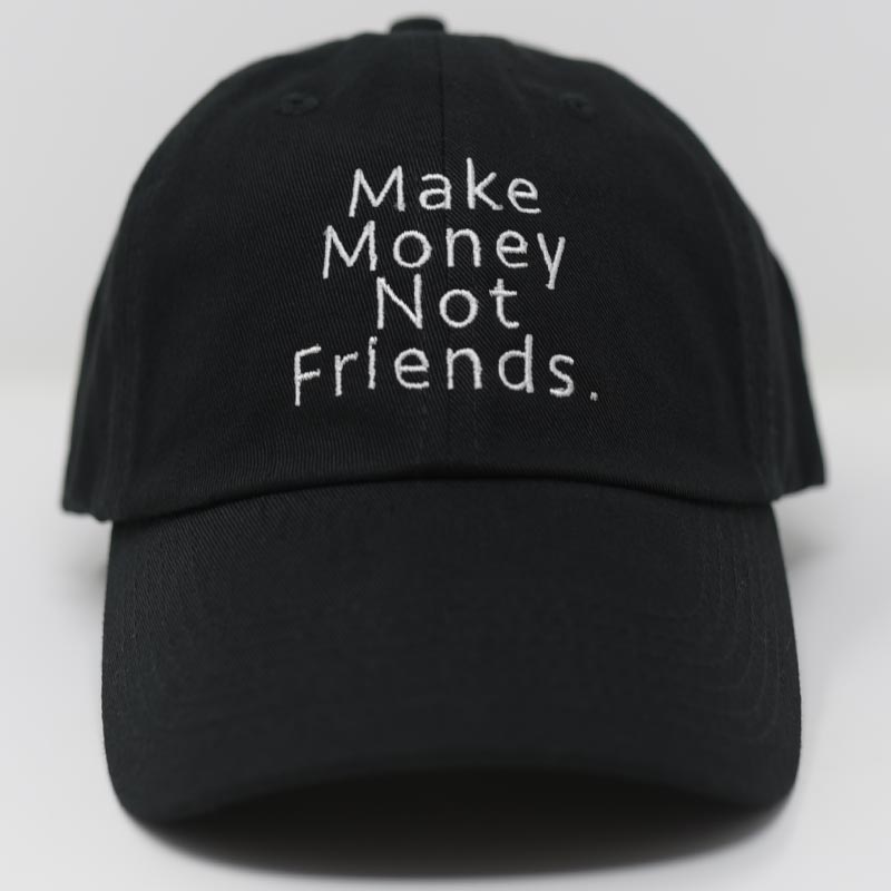 Load image into Gallery viewer, front view of make money not friends black hat
