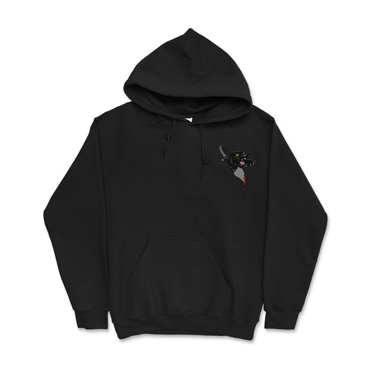 black panther coming out of knife embroidered hoodie