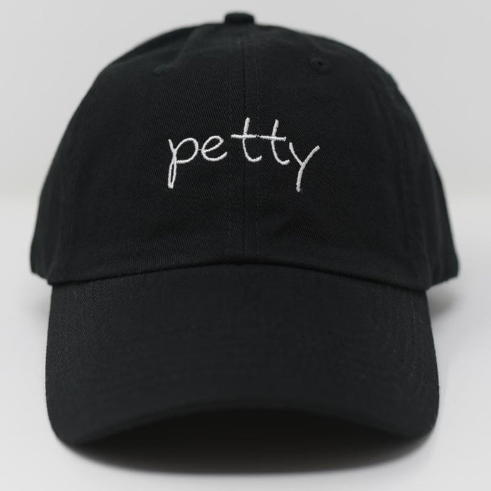 front view of petty black hat
